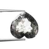 3.96 CT, 10.2 X 10.5 MM | Salt And Pepper Heart Shape Diamond - Minimal Carbon