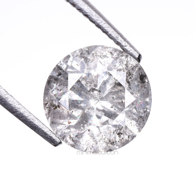 1.07 CT, 6.3 MM | Salt And Pepper Round Brilliant Cut Diamond - Minimal Carbon
