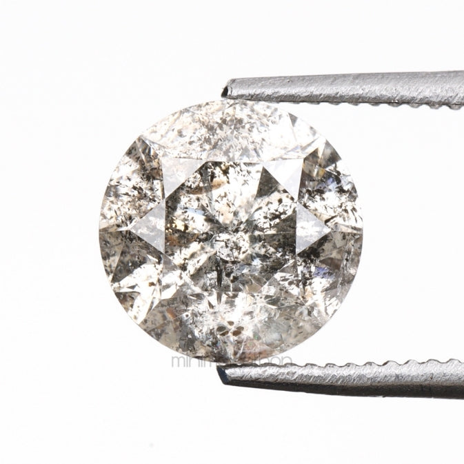 1.14 CT, 6.5 MM | Salt And Pepper Round Brilliant Cut Diamond - Minimal Carbon