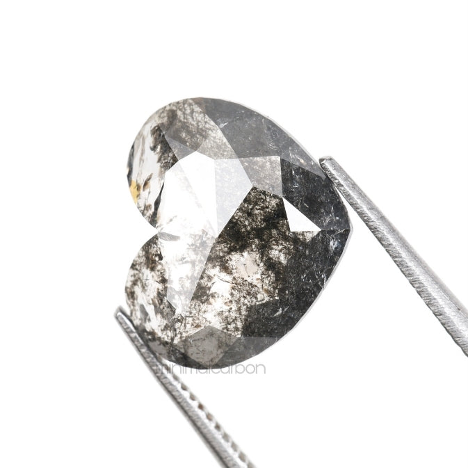 1.81 CT, 9.0 X 10.5 MM | Salt And Pepper Heart Diamond - Minimal Carbon