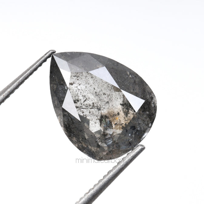2.14 CT, 9.5 X 7.4 MM | Salt And Pepper Pear Cut Diamond - Minimal Carbon