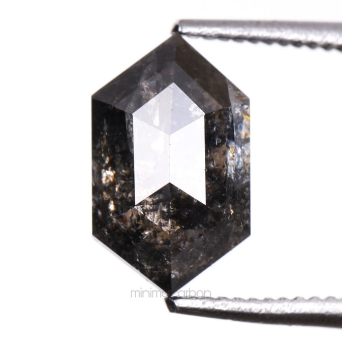 1.20 CT, 8.2 X 5.0 MM | Salt And Pepper Hexagon Cut Diamond - Minimal Carbon