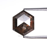 2.99 CT, 8.9 X 7.3 MM | Salt And Pepper Hexagon Cut Diamond - Minimal Carbon