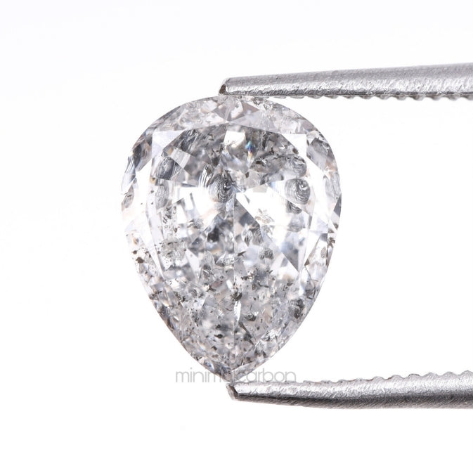 0.93 CT, 8.0 X 6.2 MM | Salt And Pepper Pear Cut Diamond - Minimal Carbon