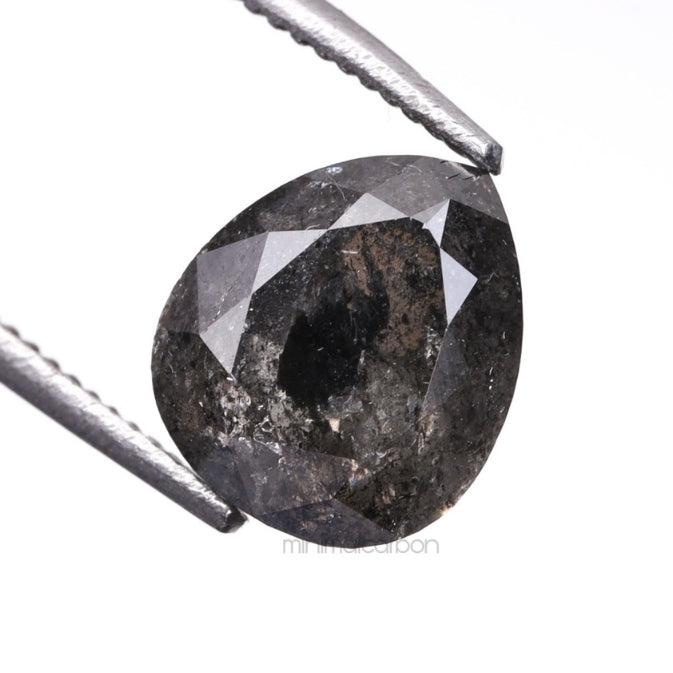 1.51 CT, 7.1 X 6.1 MM | Salt And Pepper Pear Cut Diamond - Minimal Carbon