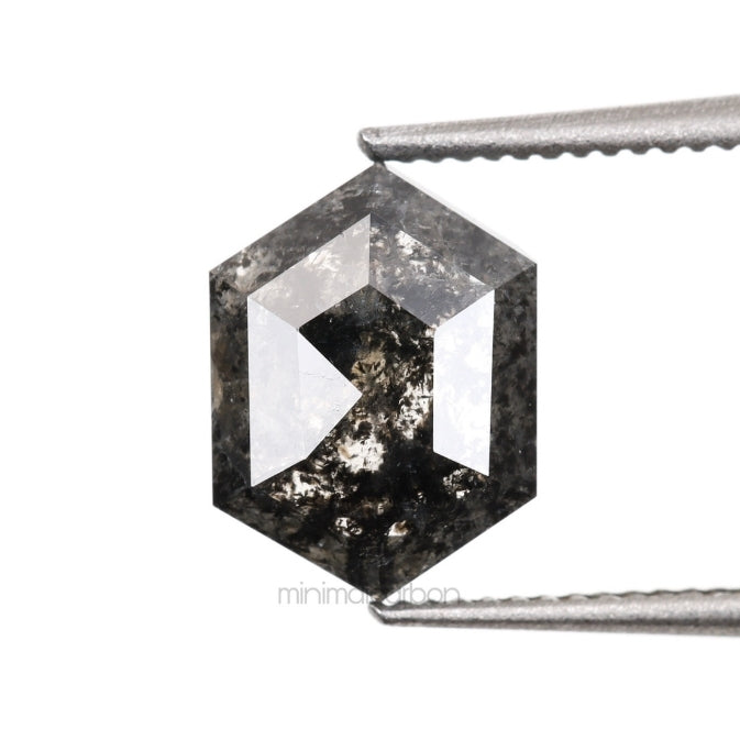 1.03 CT, 7.6 X 5.7 MM | Salt And Pepper Hexagon Cut Diamond - Minimal Carbon