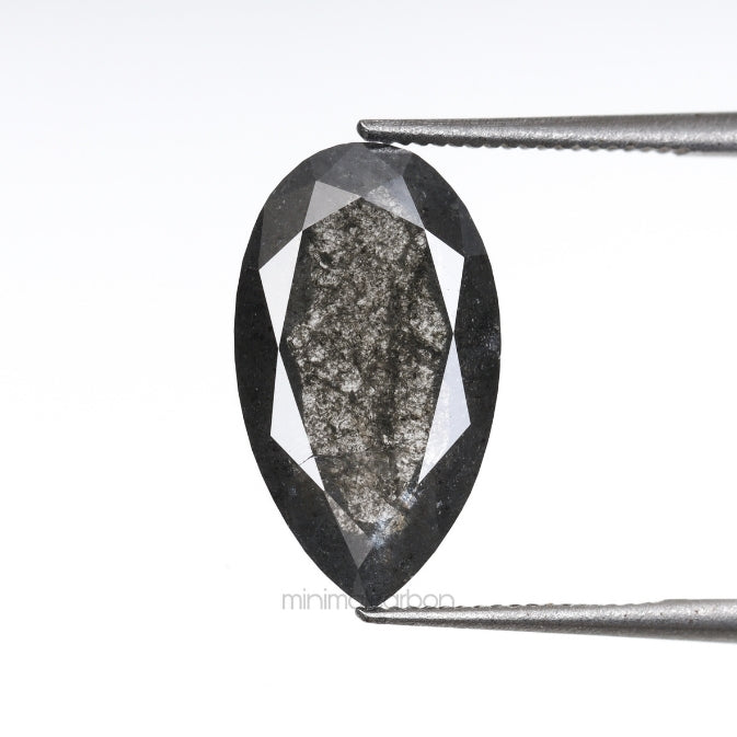 2.67 CT, 12.6 X 7.1 MM | Salt And Pepper Pear Cut Diamond - Minimal Carbon