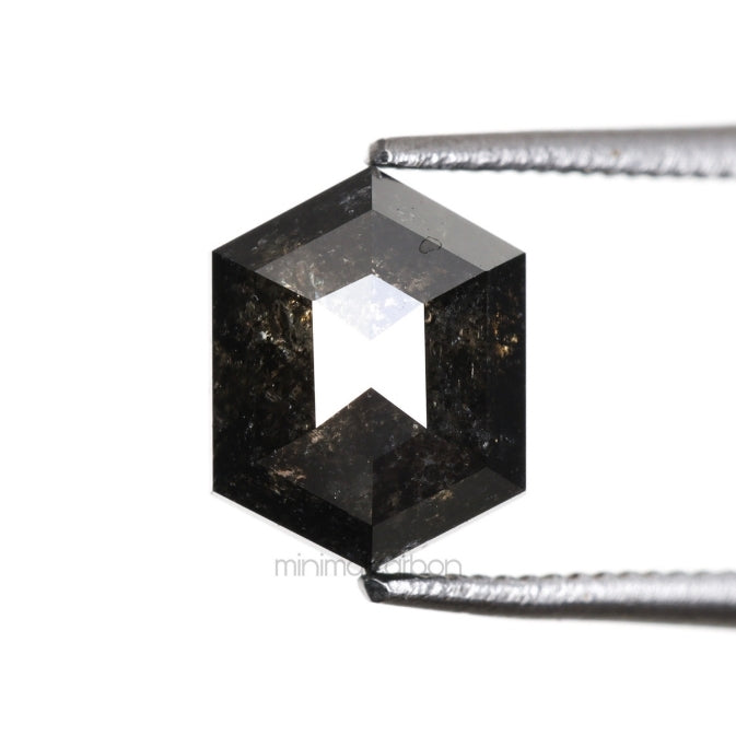 1.53 CT, 7.2 X 5.6 MM | Salt And Pepper Hexagon Cut Diamond - Minimal Carbon