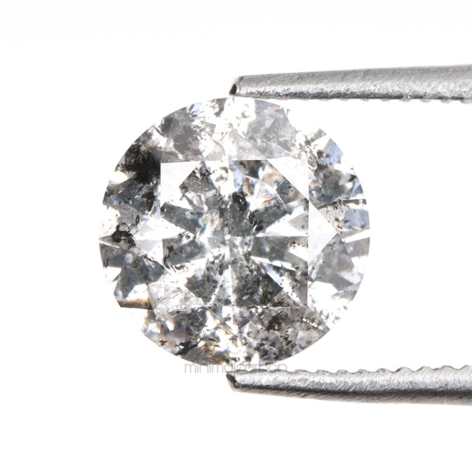 1.05 CT, 6.5 MM | Salt And Pepper Round Brilliant Cut Diamond - Minimal Carbon