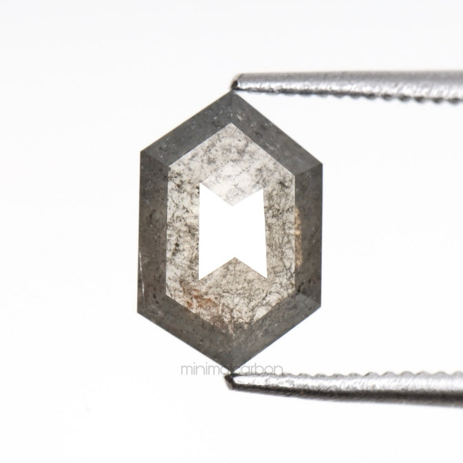 0.80 CT, 8.0 X 5.2 MM | Salt And Pepper Hexagon Cut Diamond - Minimal Carbon