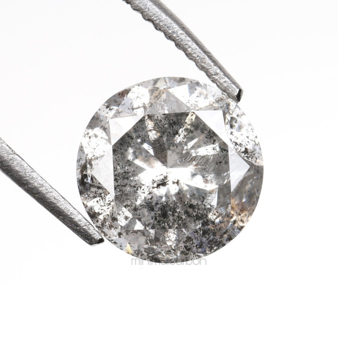 1.08 CT, 6.3 MM | Salt And Pepper Round Brilliant Cut Diamond - Minimal Carbon