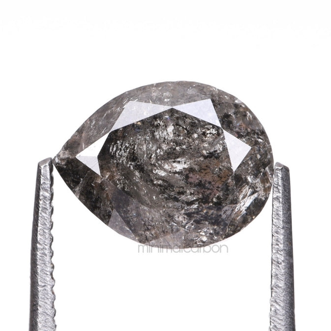 1.28 CT, 7.6 X 5.8 MM | Salt And Pepper Pear Cut Diamond - Minimal Carbon
