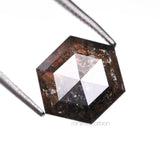 2.99 CT, 8.9 X 7.3 MM | Salt And Pepper Hexagon Cut Diamond - Minimal Carbon