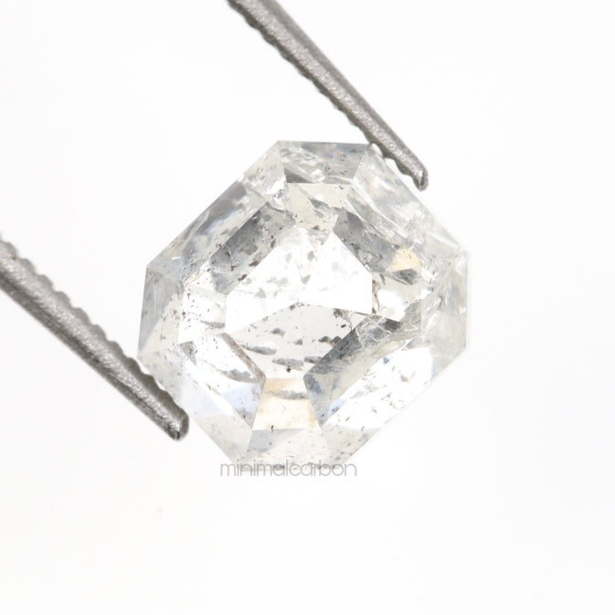 1.61 CT, 6.6 X 5.8 MM | Salt And Pepper Emerald Cut Diamond - Minimal Carbon