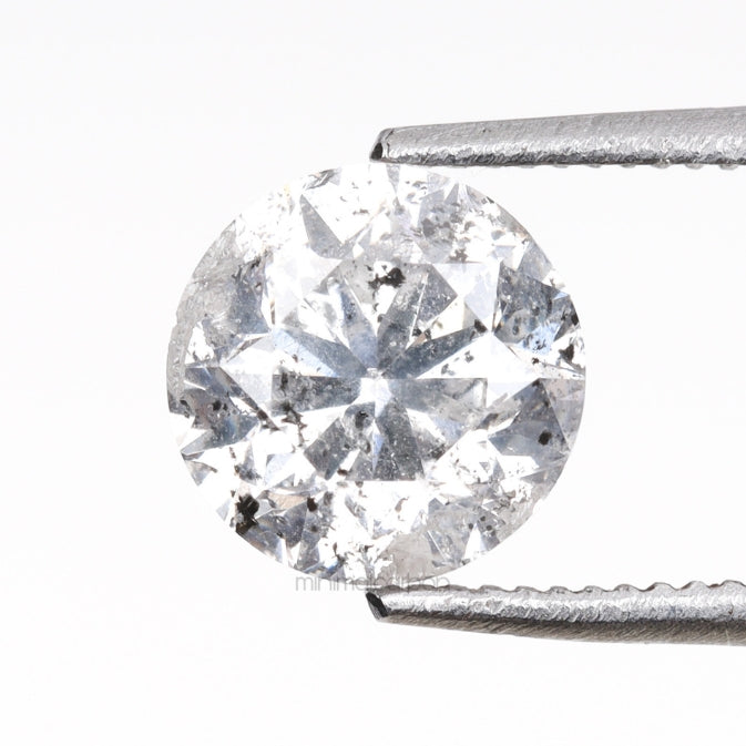 0.97 CT, 6.1 MM | Salt And Pepper Round Brilliant Cut Diamond - Minimal Carbon