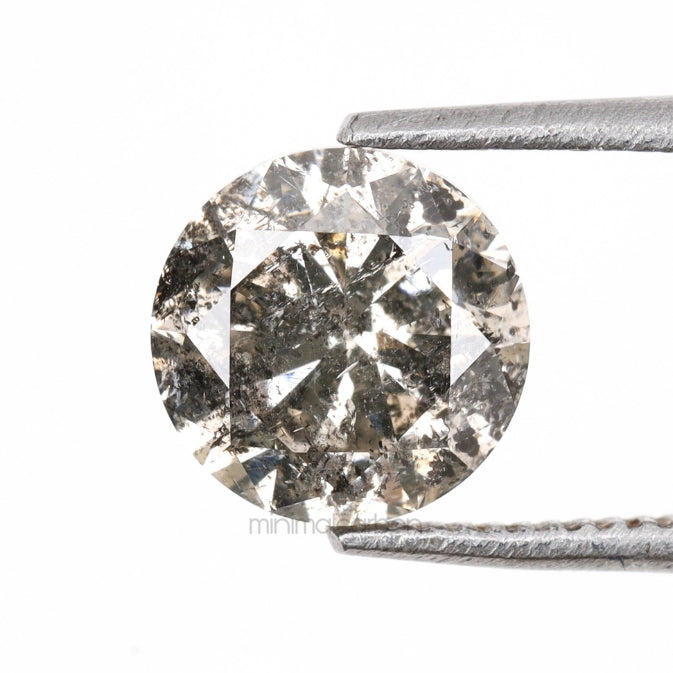 1.02 CT, 6.2 MM | Salt And Pepper Round Brilliant Cut Diamond - Minimal Carbon