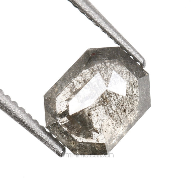 0.87 CT, 5.9 X 4.7 MM | Salt And Pepper Emerald Cut Diamond - Minimal Carbon