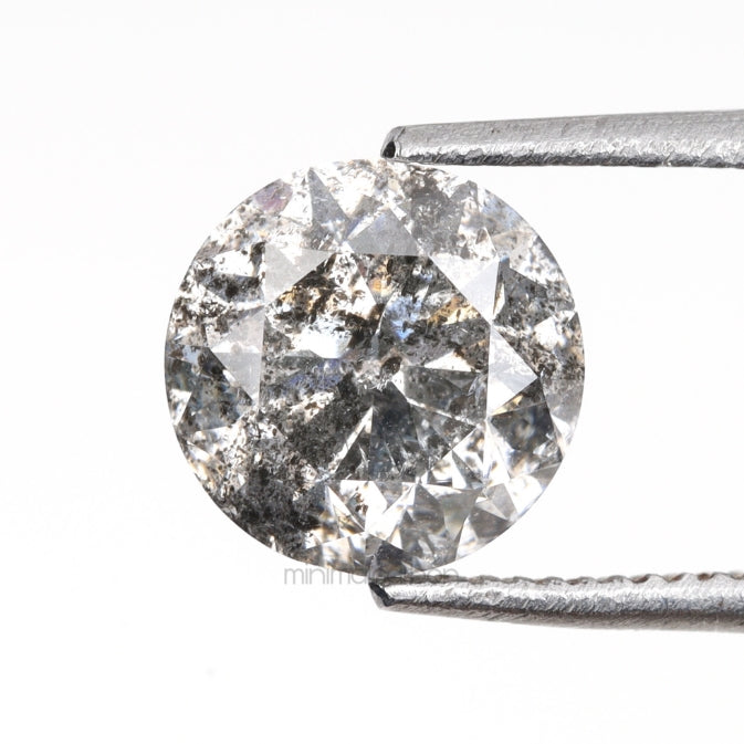 1.06 CT, 6.2 MM | Salt And Pepper Round Brilliant Cut Diamond - Minimal Carbon