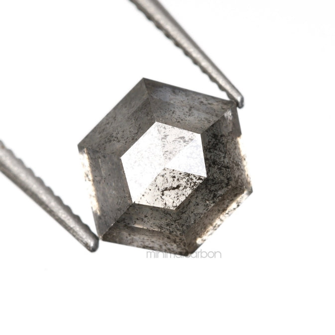 1.52 CT, 6.9 X 5.6 MM | Salt And Pepper Hexagon Cut Diamond - Minimal Carbon