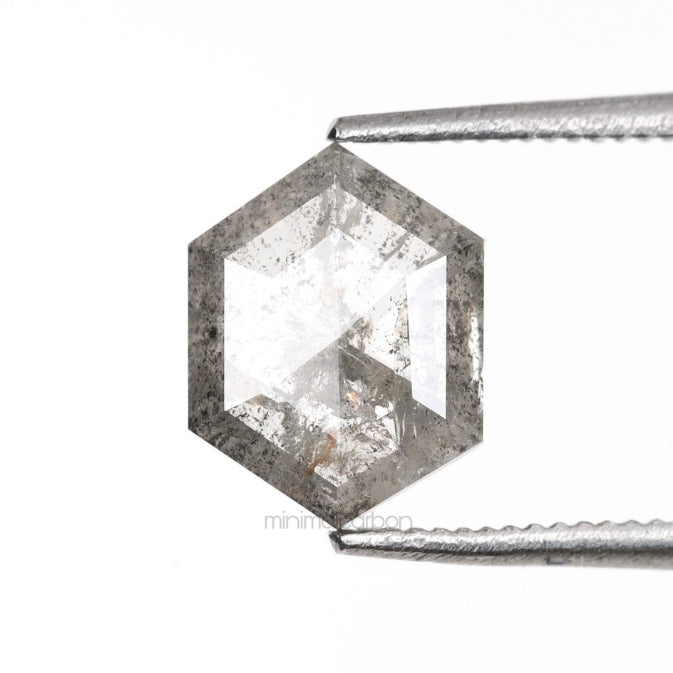 1.04 CT, 8.0 X 6.0 MM | Salt And Pepper Hexagon Cut Diamond - Minimal Carbon