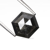 1.59 CT, 8.2 X 7.1 MM | Salt And Pepper Hexagon Cut Diamond - Minimal Carbon