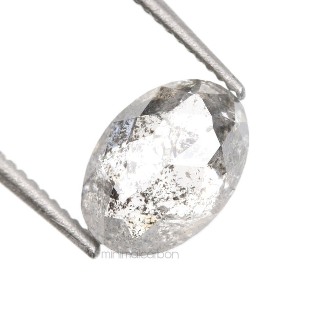 0.84 CT, 6.7 X 4.8 MM | Salt And Pepper Oval Cut Diamond - Minimal Carbon