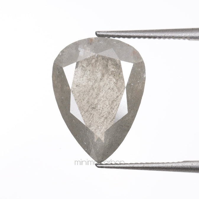 3.74 CT, 12.4 X 9.2 MM | Salt And Pepper Pear Cut Diamond - Minimal Carbon