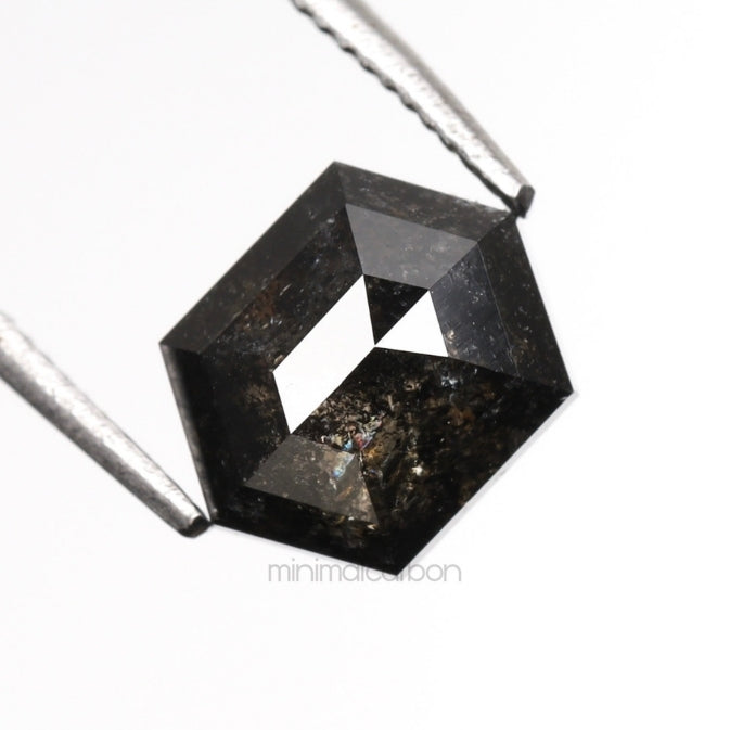 1.53 CT, 7.2 X 5.6 MM | Salt And Pepper Hexagon Cut Diamond - Minimal Carbon