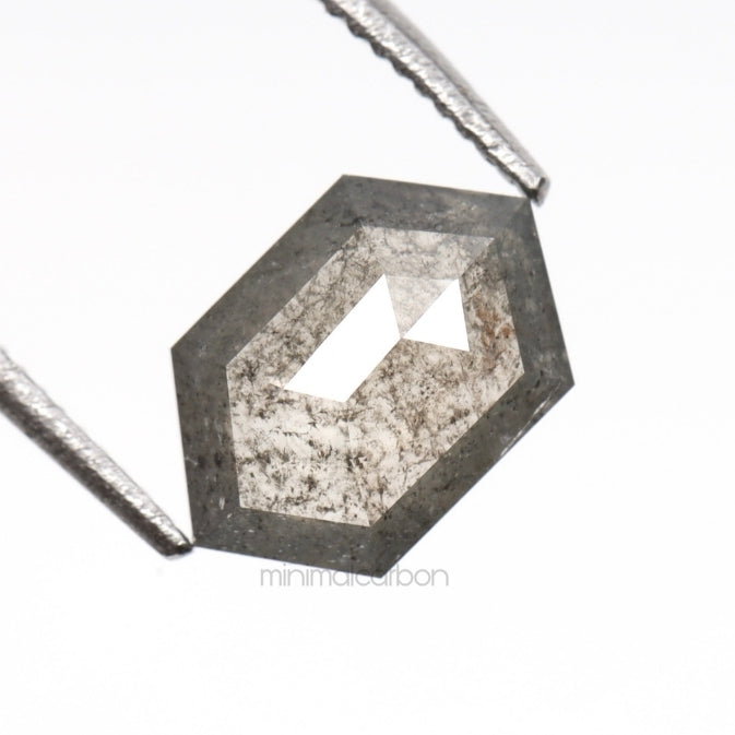 0.80 CT, 8.0 X 5.2 MM | Salt And Pepper Hexagon Cut Diamond - Minimal Carbon