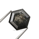 2.35 CT, 8.6 X 7.6 MM | Salt And Pepper Hexagon Cut Diamond - Minimal Carbon