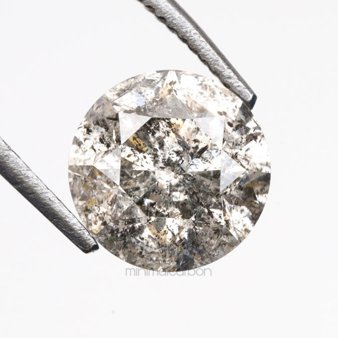 1.14 CT, 6.5 MM | Salt And Pepper Round Brilliant Cut Diamond - Minimal Carbon