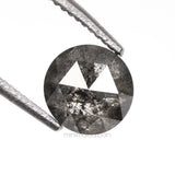 0.68 CT, 5.0 MM | Salt And Pepper Round Rose Cut Diamond - Minimal Carbon