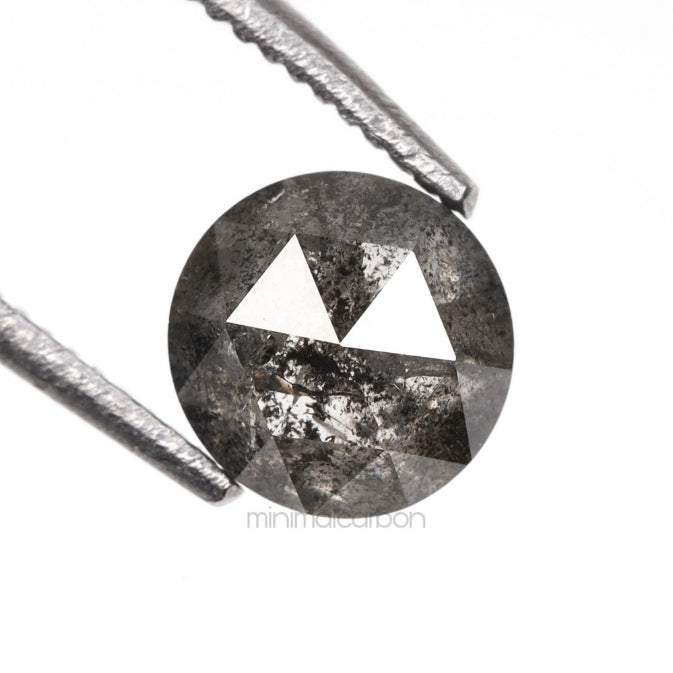 0.68 CT, 5.0 MM | Salt And Pepper Round Rose Cut Diamond - Minimal Carbon