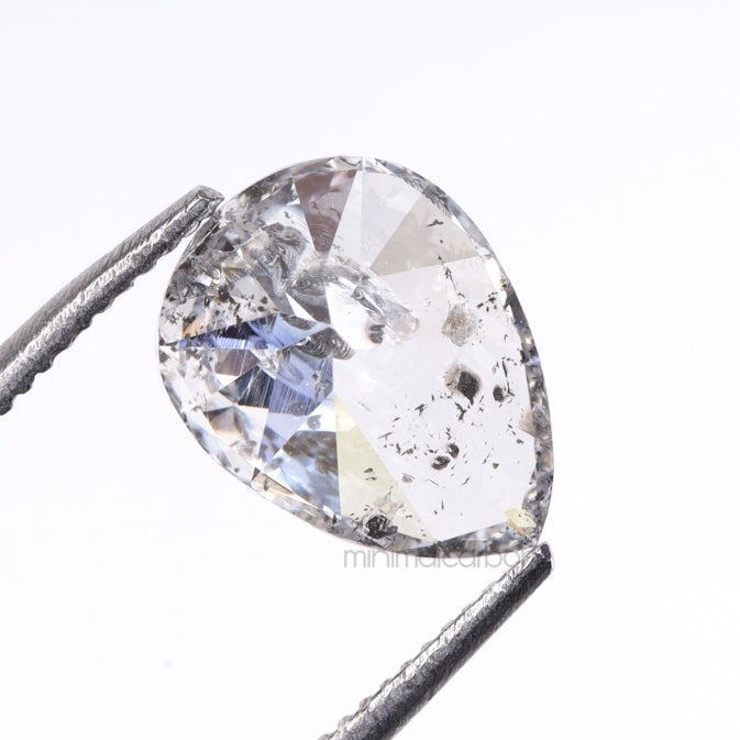 0.93 CT, 8.0 X 6.2 MM | Salt And Pepper Pear Cut Diamond - Minimal Carbon