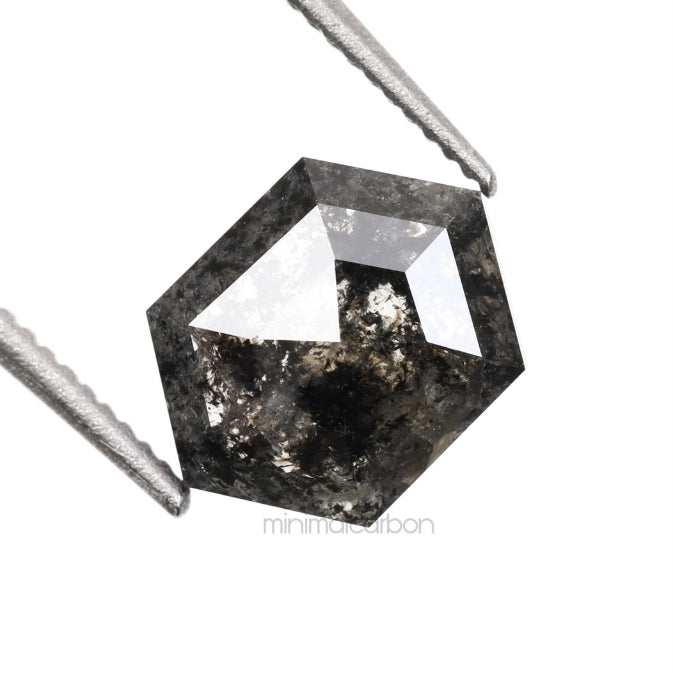 1.03 CT, 7.6 X 5.7 MM | Salt And Pepper Hexagon Cut Diamond - Minimal Carbon