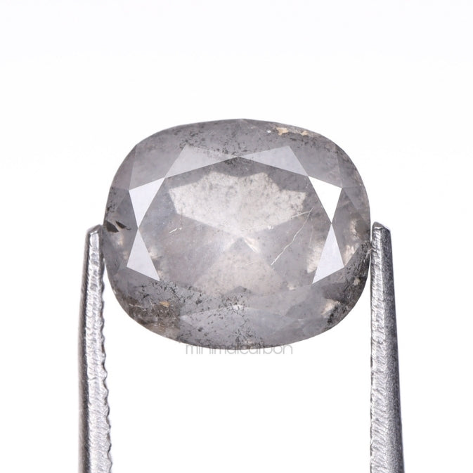 2.05 CT, 7.6 X 6.6 MM | Salt And Pepper Cushion Cut Diamond - Minimal Carbon
