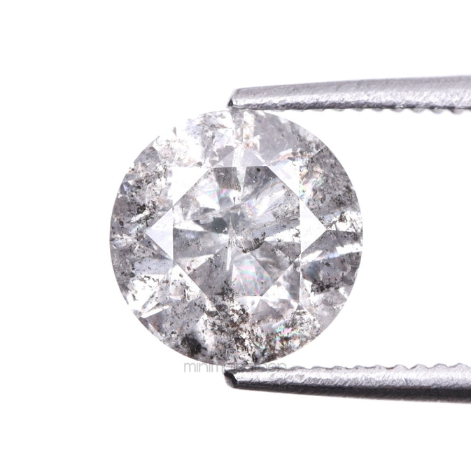 1.07 CT, 6.3 MM | Salt And Pepper Round Brilliant Cut Diamond - Minimal Carbon
