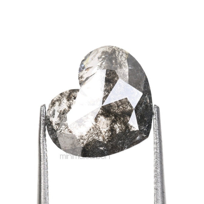 1.81 CT, 9.0 X 10.5 MM | Salt And Pepper Heart Diamond - Minimal Carbon