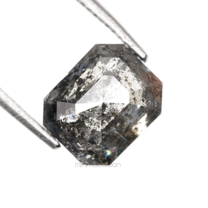 1.70 CT, 6.8 X 5.6 MM | Salt And Pepper Emerald Cut Diamond - Minimal Carbon