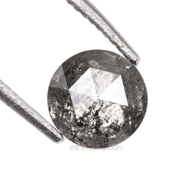 0.56 CT, 5.0 MM | Salt And Pepper Round Rose Cut Diamond - Minimal Carbon