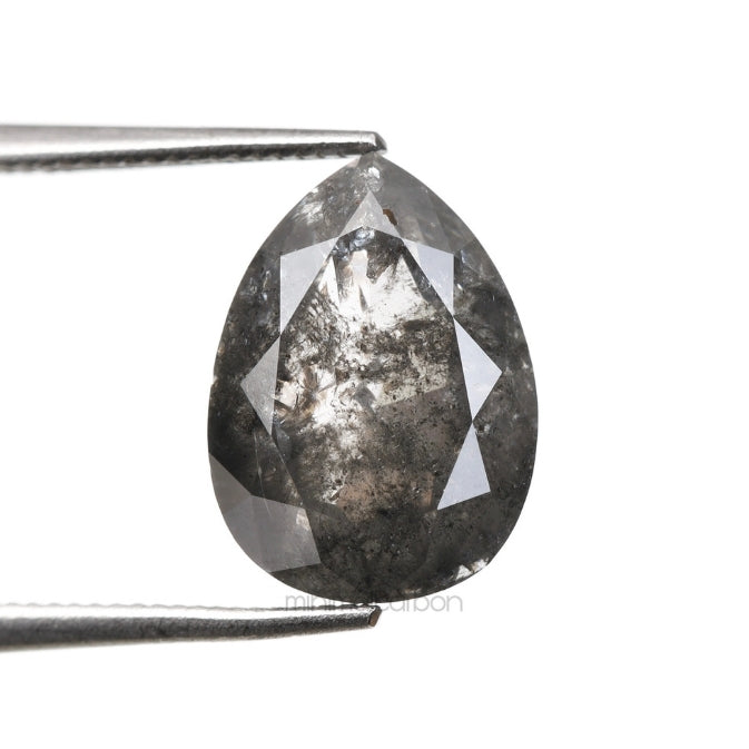 2.88 CT, 10.3 X 7.5 MM | Salt And Pepper Pear Cut Diamond - Minimal Carbon