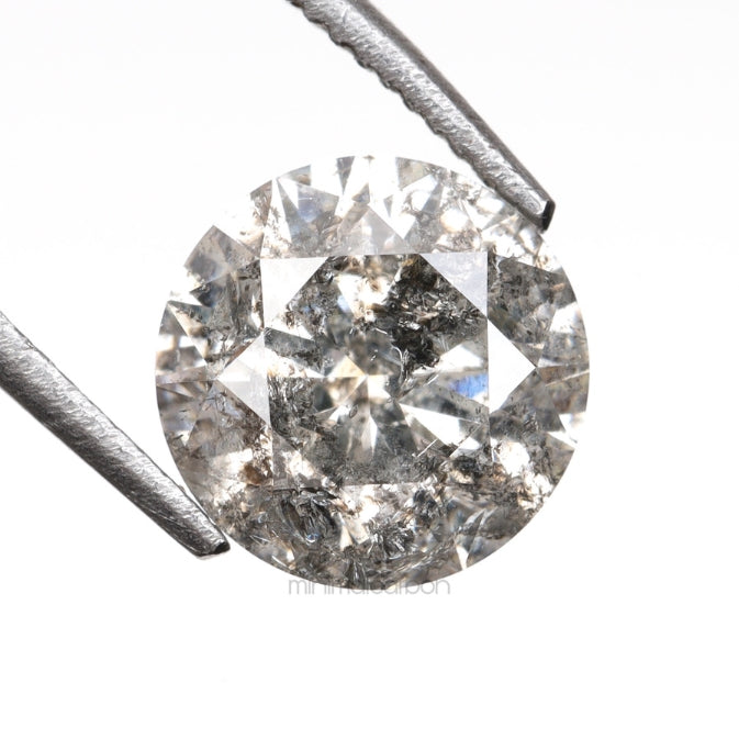 1.08 CT, 6.5 MM | Salt And Pepper Round Brilliant Cut Diamond - Minimal Carbon