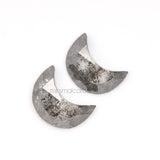 1.37 CT, 7.0 X 5.0 MM | Salt And Pepper Crescent Cut Diamond Pair - Minimal Carbon