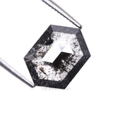 1.58 CT, 9.5 X 6.8 MM | Salt And Pepper Hexagon Cut Diamond - Minimal Carbon