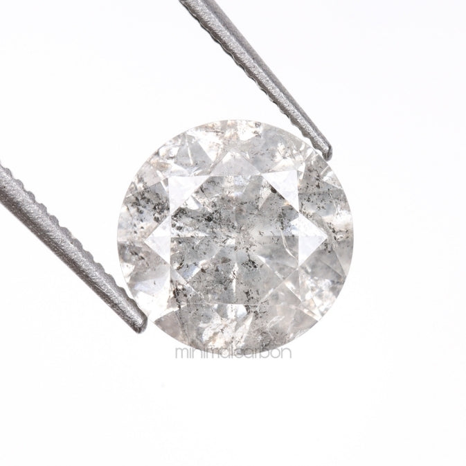1.50 CT, 7.2 MM | Salt And Pepper Round Brilliant Cut Diamond - Minimal Carbon