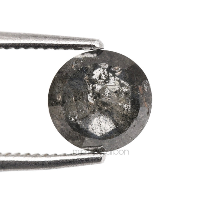 0.68 CT, 5.0 MM | Salt And Pepper Round Rose Cut Diamond - Minimal Carbon