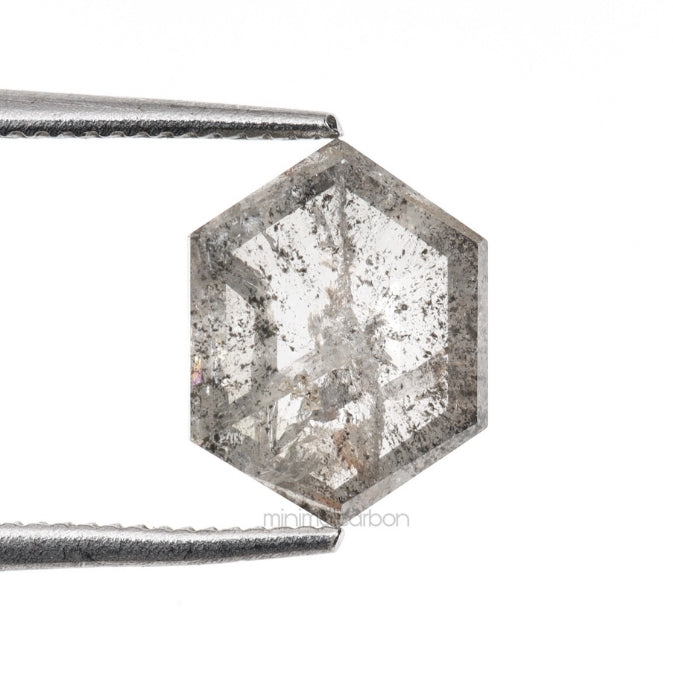 1.04 CT, 8.0 X 6.0 MM | Salt And Pepper Hexagon Cut Diamond - Minimal Carbon