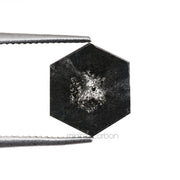 1.64 CT, 8.3 X 7.1 MM | Salt And Pepper Hexagon Cut Diamond - Minimal Carbon