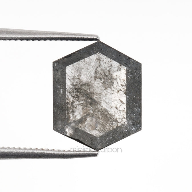 1.30 CT, 9.7 X 7.8 MM | Salt And Pepper Hexagon Cut Diamond - Minimal Carbon