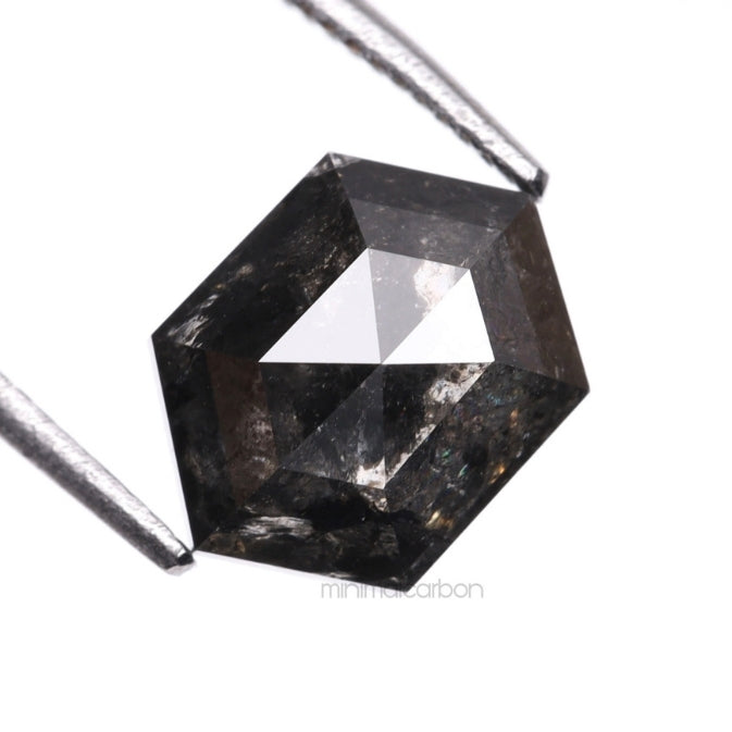 1.47 CT Hexagon Cut Natural Salt And Pepper Diamond